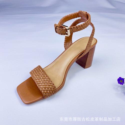 加工定制 手工编织鞋面 皮革编织羊皮凉鞋编织鞋面